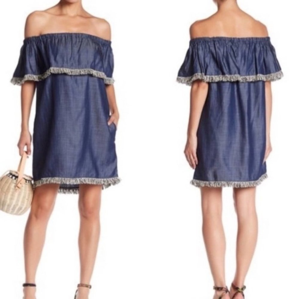 Line + Dot Lennon Off the Shoulder Fringe Dress